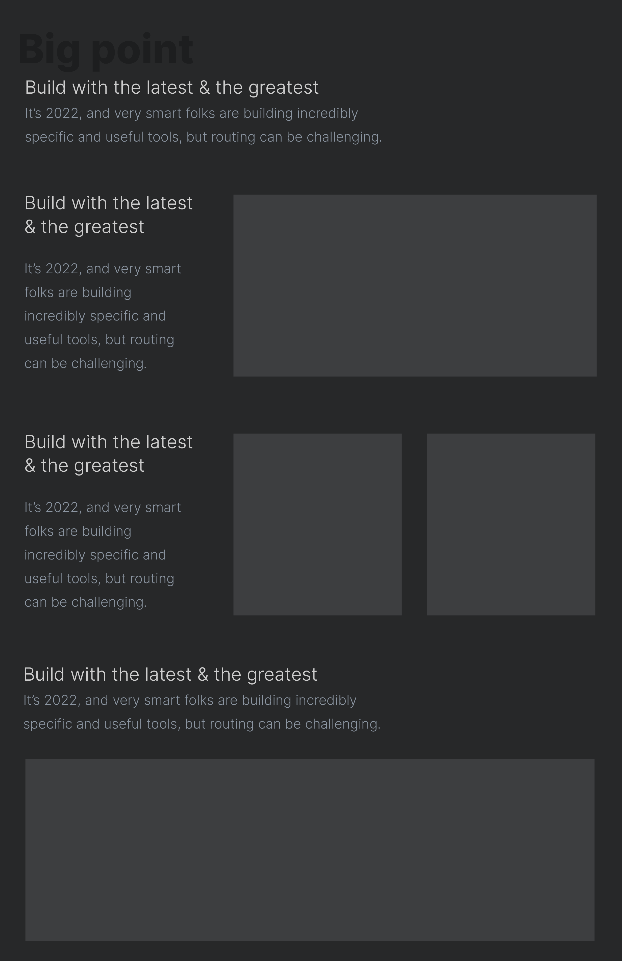 Dark-themed problems-vs-solutions page layout with teal and coral section headers comparing challenges with Qpoint benefits.
