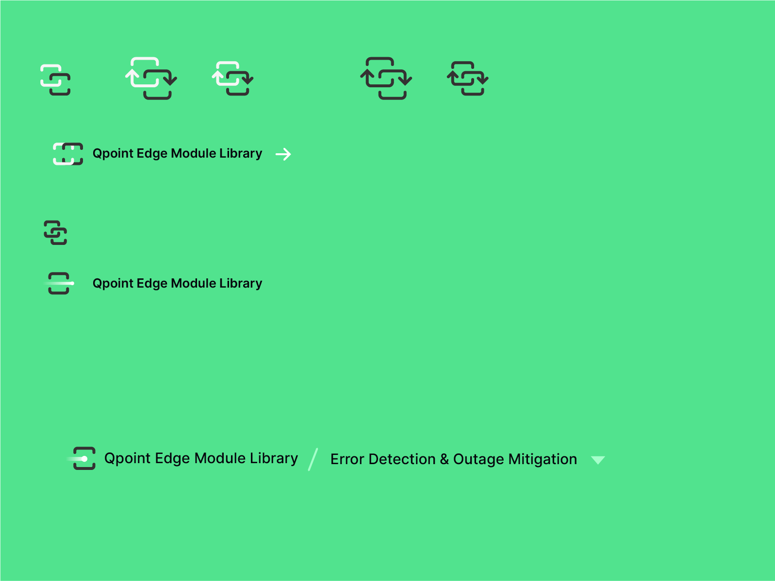 Qpoint icon set explorations with various edge module and connectivity symbols.