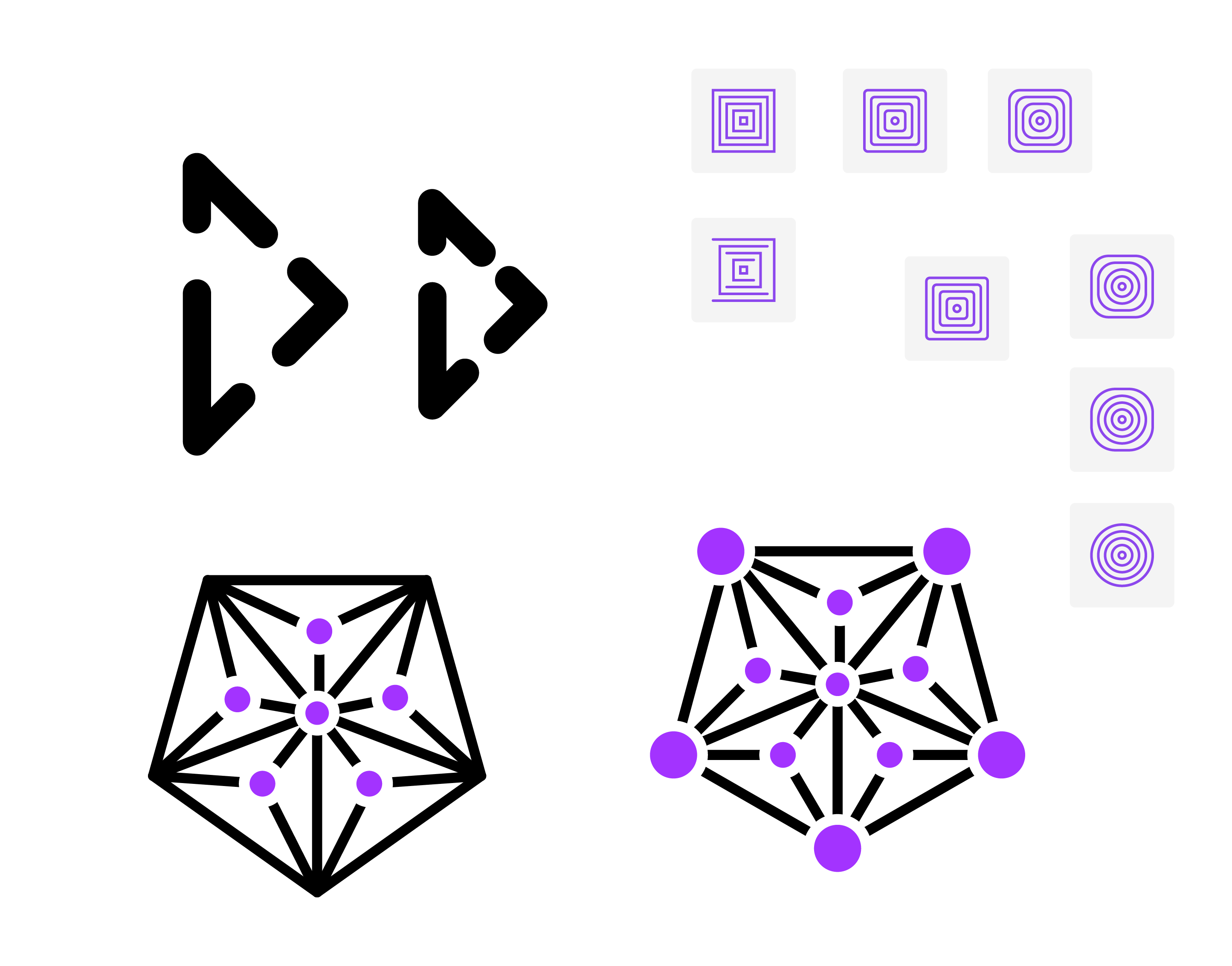 Qpoint icon set explorations with various edge module and connectivity symbols.