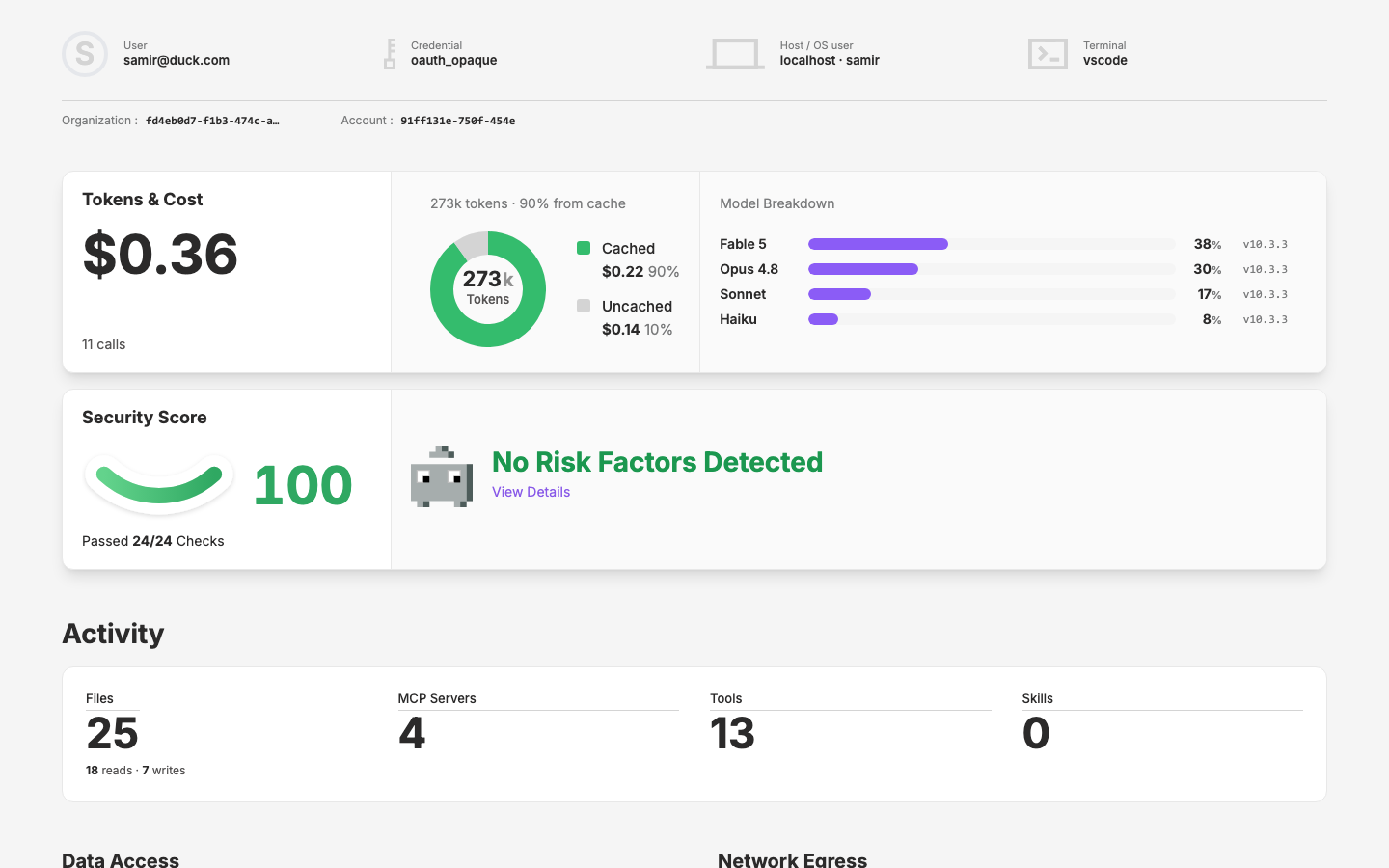 The agent-detail reference page composing DataCard, HealthDial, DataDonutChart, and DataSmile.
