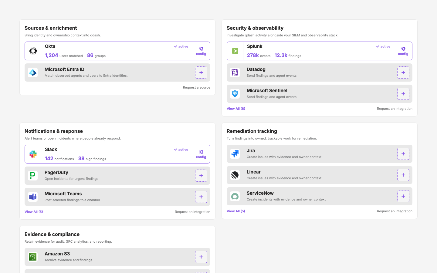 v11 — capability cards on surface: the v10 treatment with each category in a white card instead of heavy-rule headings
